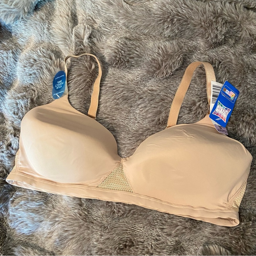 NWT Hanes Tan Wireless Bra Comfort Flex Fit Shapely Support Size XL